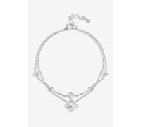 Inicio Silver Plated Double Row Bezel Clover Bracelet