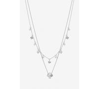 Inicio Women's Sterling Silver Plated Double Row Bezel Clover Necklace - Gift Pouch Inicio Silver One Size
