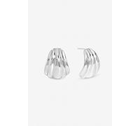 Inicio Women's Sterling Silver Plated Large Ridged Studs - Gift Pouch Inicio Silver One Size