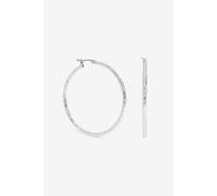 Inicio Women's Sterling Silver Plated Large Textured Hoops Inicio Silver One Size