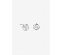 Inicio Sterling Silver Plated Oval Studs - Gift Pouch One Size Silver