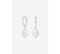 Inicio Sterling Silver Plated Pearl Hoops - Gift Pouch One Size Silver