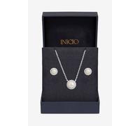 Inicio Women's Sterling Silver Plated Pearl Halo Set - Gift Box Inicio Silver One Size