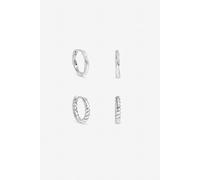 Inicio Sterling Silver Plated Polished Hoops - Pack of 2 One Size Silver