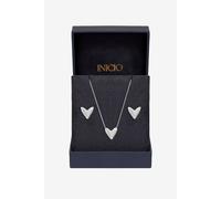 Inicio Women's Sterling Silver Plated Puff Heart Set - Gift Box Inicio Silver One Size