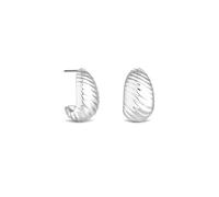 Inicio Women's Sterling Silver Plated Textured Hoop Earrings - Gift Pouch Inicio Silver One Size