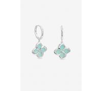 Inicio Silver Plated Turquoise Clover Huggie Hoops Earrings