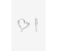 Inicio Sterling Silver Plated Polished Heart Hoops One Size Silver