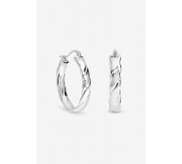 Inicio Women's Sterling Silver Polished Textured Oval Hoop Earrings Inicio Silver One Size