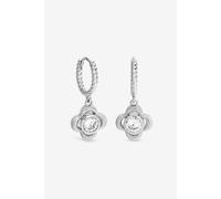 Inicio Sterling Silver Plated Satin Clover Huggie Hoops One Size Silver