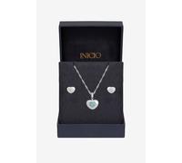 Inicio Women's Sterling Silver Satin Heart Set - Gift Box Inicio Silver One Size