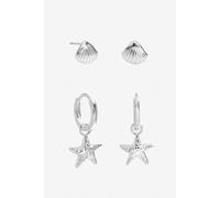 Inicio Women's Sterling Silver Starfish Earrings - Pack of 2 Inicio Silver One Size