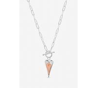 Inicio Silver Plated Duotone T-Bar Heart Necklace