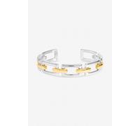 Inicio Women's Two Tone Polished Cuff Bracelet - Gift Pouch Inicio Multicolor One Size