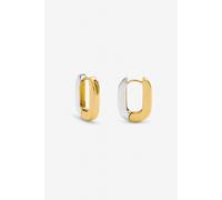 Inicio Women's Two Tone Rectangular Hoop Earrings - Gift Pouch Inicio Multicolor One Size