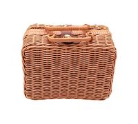 INIFLM 10.2 x 6.7 x 4.3 Inch Wicker Woven Suitcase, Small Wicker Picnic Basket Rattan Storage Box with Lids, Wedding Gift Basket Makeup Holder