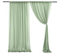 INIFLM 2 Panels Wedding Arch Draping, Sage Green Chiffon Fabric Drapery Translucent Curtains,Semi Sheer Drapes Wedding Drapes Window Scarf Valance for Reception Swag Decor,5*10ft