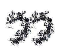 INIFLM 2pcs Artificial Black Vine Garland, Fake Vines Real Touch Silk Black Wreaths Artificial Greenery Ivy Vines Fake Leaves Halloween Garland Black Garland Artificial Vines for Outdoors