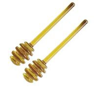 Iniflm 2pcs Glass Honey Stick,Honey Pot Homey Sticks Honey Jar Pot Glass Holder Dispenser Set Dispense Honey Wand Glass Spoon, for Maple Syrup Molasses Wedding Party Favors Kitchen Honey Tools(#1)