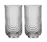 Iniflm 2pcs Striped U Shaped Glass Cup, Classic Transparent Cocktail Glasses Glassware Glass Cup Fluted Vertical Stripes Romantic Water Drinking Cups, for Bar Beverages Ice Coffee Glass Cups(#2)