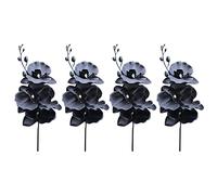 INIFLM 4pcs Artificial Dancing Orchid, Faux Butterfly Orchid Stems Black Dancing Orchids Silk Simulation Phalaenopsis Plants for Home Home Wedding Decor