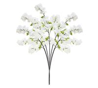 INIFLM 5 Pcs Faux Silk Blossoms Cherry Stem, Artificial Flowers Branches, Cherry 3 Branches And 4 Branches Of Tree Cuttings,Wedding Centerpiece Decoration(White 4 Branches)