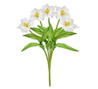 INIFLM 5pcs Real Touch Tulips PU Artificial Flowers, Open PU Feel Brownie Tulips, Spring Summer Faux Flowers Bouquets Arrangements for Party Wedding Home Room Decoration(White)