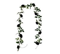 INIFLM Artificial Black Rose Vine, Fake Rose Vine Hanging Rose Garland Vintage for Halloween Decor, House Plants Rose Vine Artificial Autumn Flower Garland(250CM)