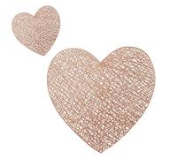 INIFLM Heart Placemat, Love Placemats Heart Shaped Coasters Coffee Cup Coasters, Valentines Day Placemats Love Placemats, Dinner Accessories Bowl Bronzing Table Mat PVC(2pcs Rose gold)