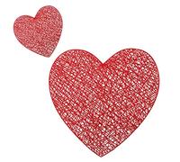 INIFLM Love Heart Placemats and Matching Coaster Set of 6, Heart Shape Dining Table Mat Non Slip Washable Valentines Day Table Decorations for Anniversary Party Supplies