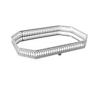 INIFLM Mirror Serving Tray, Gold or Silver Serving Tray Beaded Decor Platter, Jewelry Organizer Mirror Tray, Unique Coffee Centerpiece for the Coffee Table(Silver-H)