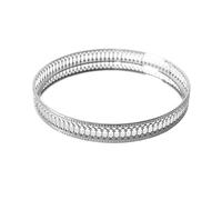 INIFLM Mirror Serving Tray, Gold or Silver Serving Tray Beaded Decor Platter, Jewelry Organizer Mirror Tray, Unique Coffee Centerpiece for the Coffee Table(Silver-F)