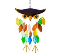 INIFLM Owl Wind Chimes Outdoor, Metal Handcrafted Windchimes Iron Folk Art Owl Model Design Glass Wind Chimes Mobile Owl Wind Bells bird song bell wind chimes, for Home Garden Decor
