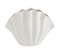 INIFLM Shell Shaped Vase, White Ceramic Vase, Minimalism Boho Farmhouse Decor, Aesthetic Room Decor, Unique Vase for Farmhouse Decor, Modern Home Decorative Vase(A)