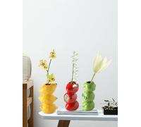 INIFLM Strawberry Vase Fruit Shape Vase, Cute Ceramic Decorative Vase Flower Vase Arrangement, Tall Vase Decorative Flowers Vases for Wedding Centerpieces (Yellow)