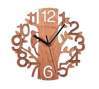 INIFLM Wall Clock Tree Shaped with Bird, 8.7 Inch Three-Dimensional Wooden Mute Bird Clocks, Wooden Grain Hanging Clocks Tree Home Ornament for Home Office