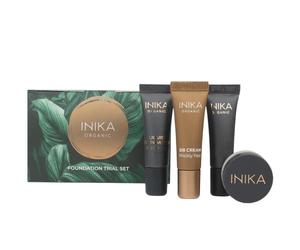 INIKA Organic Foundation Trial Set, Natural Mineral essentials kit, Vegan, Cruelty-Free, Paraben-Free, Rich in Antioxidants and Essential Fatty Acids, Comes in Sustainable Packaging - Tan