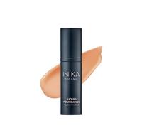 INIKA Organic Full Coverage Liquid Foundation Makeup with Hyaluronic Acid and Argan Oil, Vegan and Organic Foundation for Skin Elasticity and Plumpness, Natural Coverage, Beige, 30ml