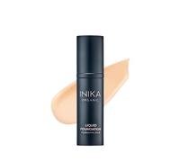 INIKA Organic Full Coverage Liquid Foundation Makeup with Hyaluronic Acid and Argan Oil, Vegan and Organic Foundation for Skin Elasticity and Plumpness, Natural Coverage, Cream, 30ml