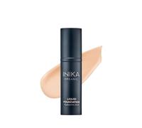INIKA Organic Full Coverage Liquid Foundation Makeup with Hyaluronic Acid and Argan Oil, Vegan and Organic Foundation for Skin Elasticity and Plumpness, Natural Coverage, Nude, 30ml