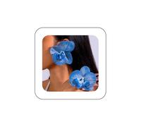 Inilbran Blue Flower Stud Earrings - Zinc Metal, Stud Design, Boho Style, Orchid Flower, Perfect for Weddings & Parties