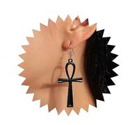 Inilbran Boho Ankh Cross Earrings Vintage Amulet Cross Earrings Black Egyptian Ankh Cross Earrings Minimalist Ankh Cross Religious Earrings Jewelry for Women and Girls