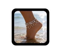 Inilbran Boho Bells Dangle Anklet Bracelet Vintage Bells Tassel Barefoot Sandals Foot Chain Silver Indian Jingle Gypsy Anklet Chain Tribal Jingle Link Bracelet Jewelry for Women