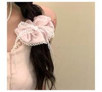 Inilbran Boho Bow Hair Scrunchies Lace Elastic Scrunchies Vintage Lace Elastic Hair Rope Big Scrunchy Lace Bands Rope Ponytail Holder Hair Accessories for Women(Pink)