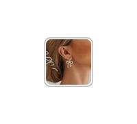 Inilbran Boho Crystal Bow Earrings Gold Rhinestone Drop Earrings Shiny CZ Knot Dangle Earrings Vintage Paved Jewelry for Women and Girls