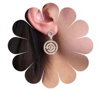 Inilbran Boho Crystal Compass Dangle Earrings Vintage Compass Disc Earrings Gold CZ Circle Compass Earrings Personalized Compass Statement Earrings Jewelry for Women and Girls