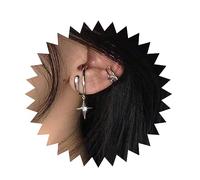 Inilbran Boho Crystal Cross Ear Cuff Earrings Vintage CZ Star Dangle Earrings Silver Ear Cuff Cartilage Earrings Star No Piercing Clip Earrings Jewelry for Women and Girls