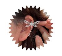 Inilbran Boho Crystal Dragonfly Ear Cuff Earrings Vintage Dragonfly Cuff Cartilage Earrings Silver Animal Cuff Clip On Earrings Without Piercing Clip Earrings Jewelry For Women