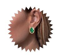 Inilbran Boho Crystal Emerald Earrings Green Emerald Studs Earrings Green Crystal Gem Earrings Bling Cz Emerald Earrings Jewelry for Women and Girls