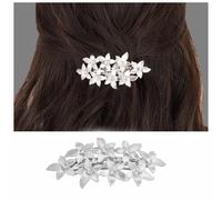 Inilbran Boho Crystal Flower Hair Clip Barrette Rhinestone Flower Bridal Hair Clips Vintage Flower Wedding Headpiece Shiny Cz Flower Floral Hairclip Bride Hair Accessories(Silver)